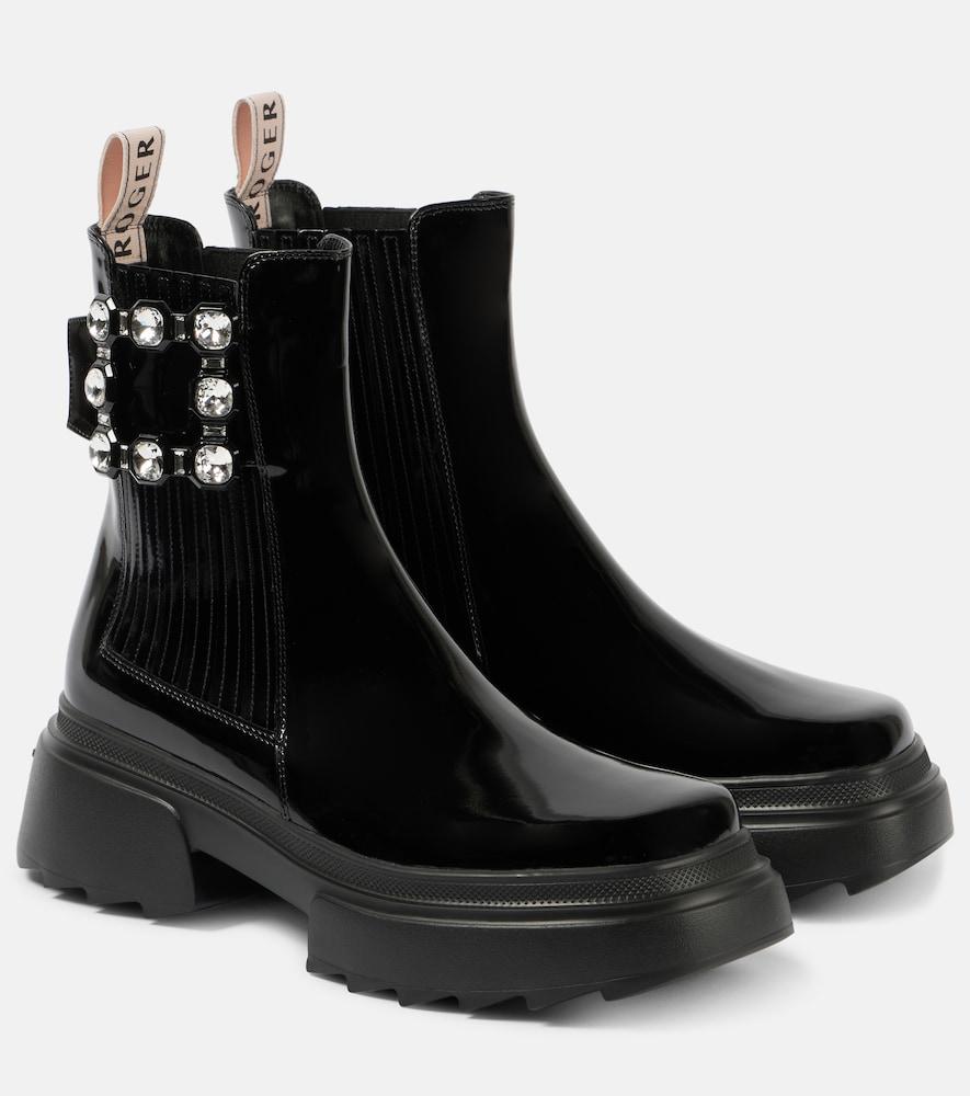 roger vivier wallaviv patent leather chelsea boots