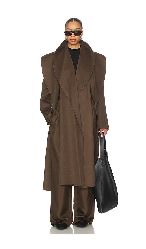 rohe double-faced wool scarf coat in brown. - size 34 (also in 38)