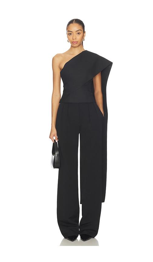 rohe one-shoulder cape top in black. - size 36 (also in 40)