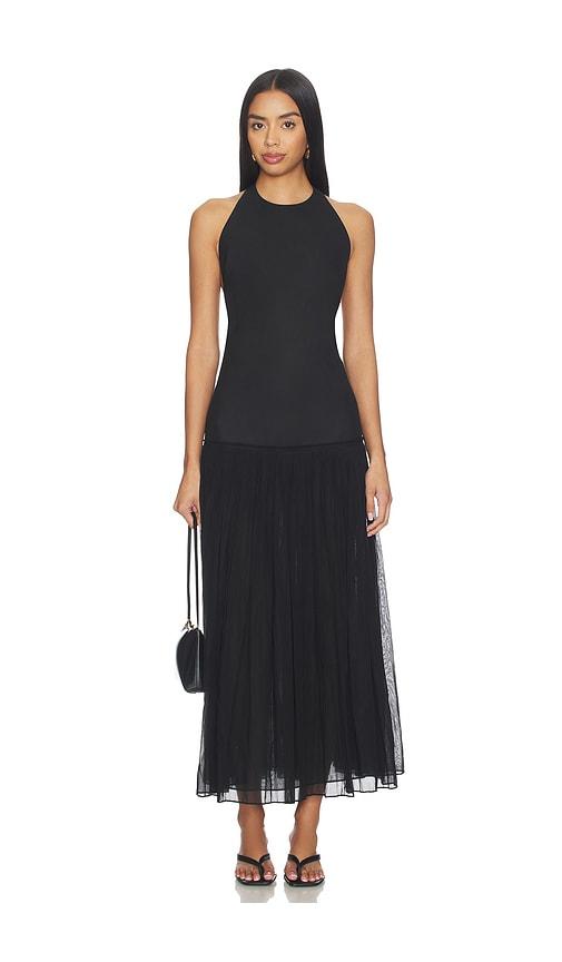 rohe pleated muslin halter dress in black. - size 34 (also in 36)