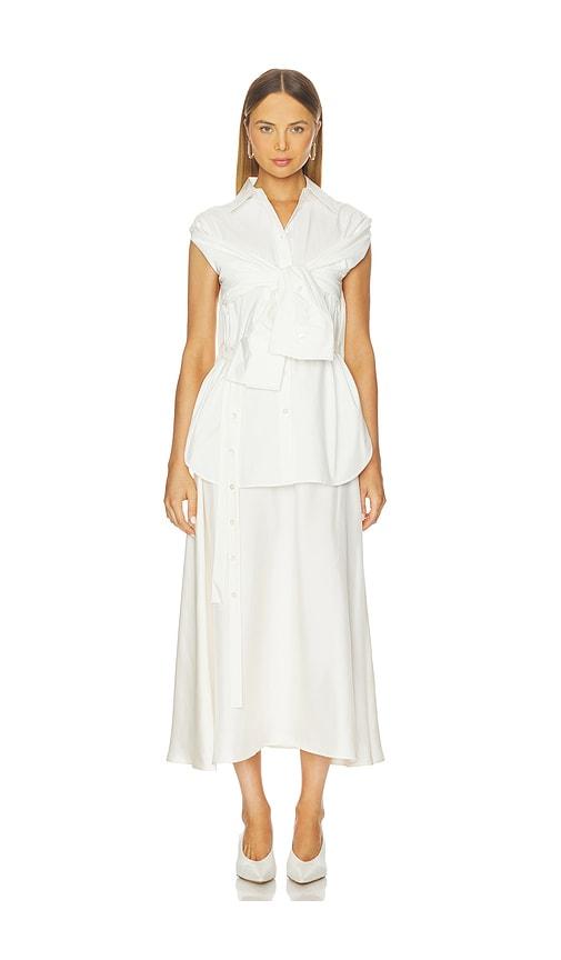 rohe poplin silk combined gilet dress in white. - size 34/2 (also in 40/8)