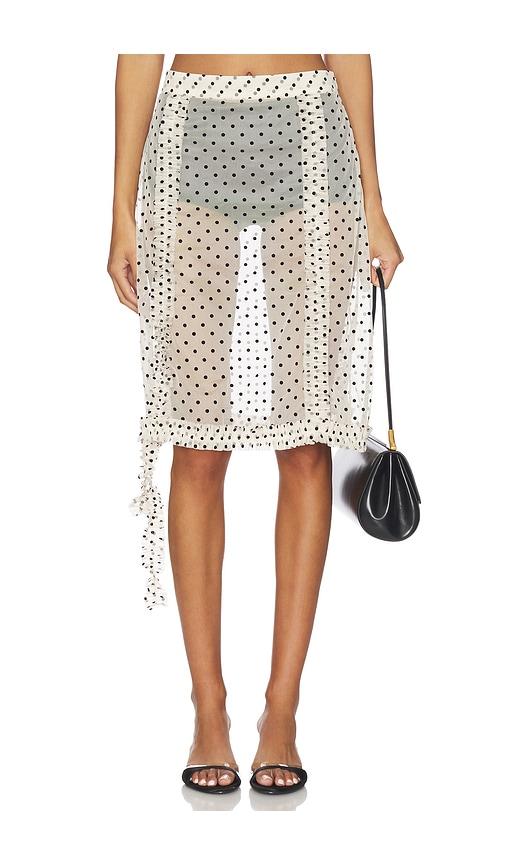 rokh frilled basic skirt in cream. - size 36 (also in 38)