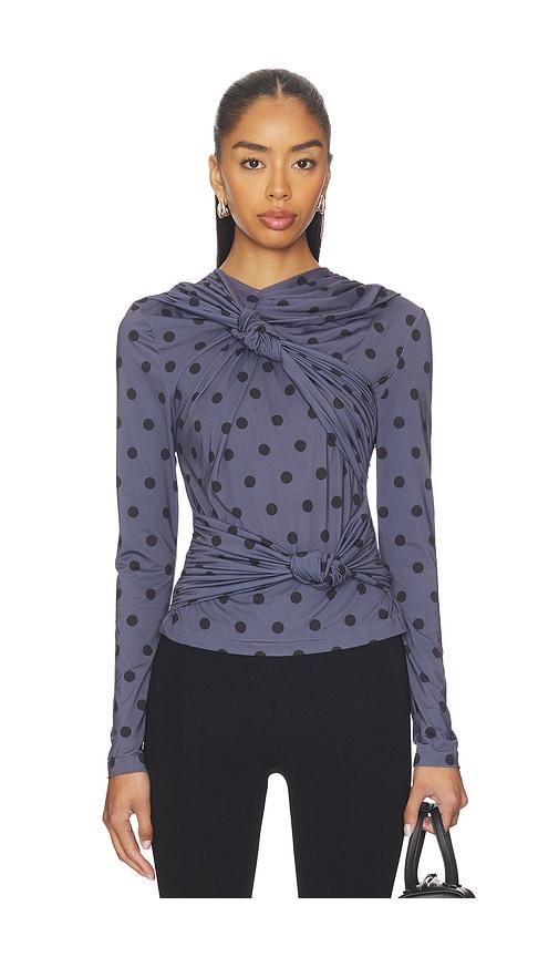 rokh knotted jersey top in charcoal. - size s (also in xs)