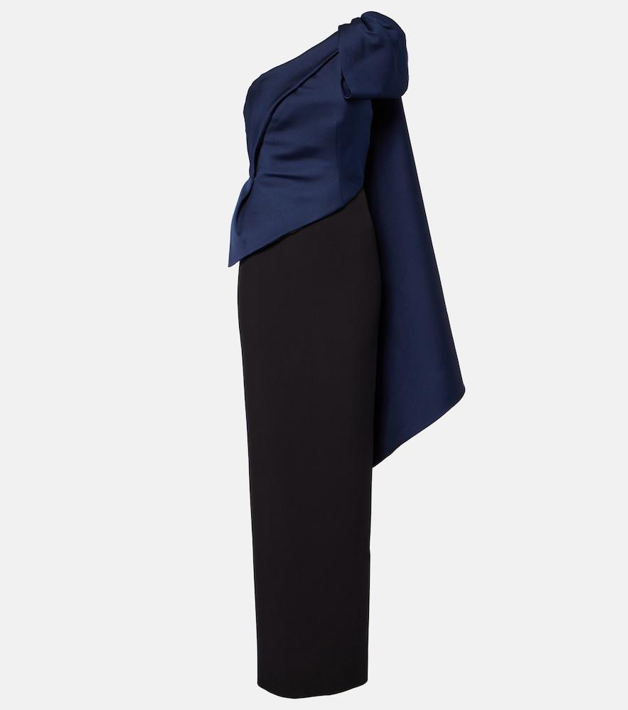 roland mouret bow-detail draped taffeta gown