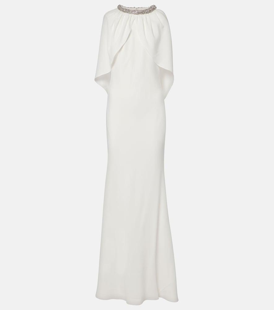 roland mouret bridal embellished caped gown
