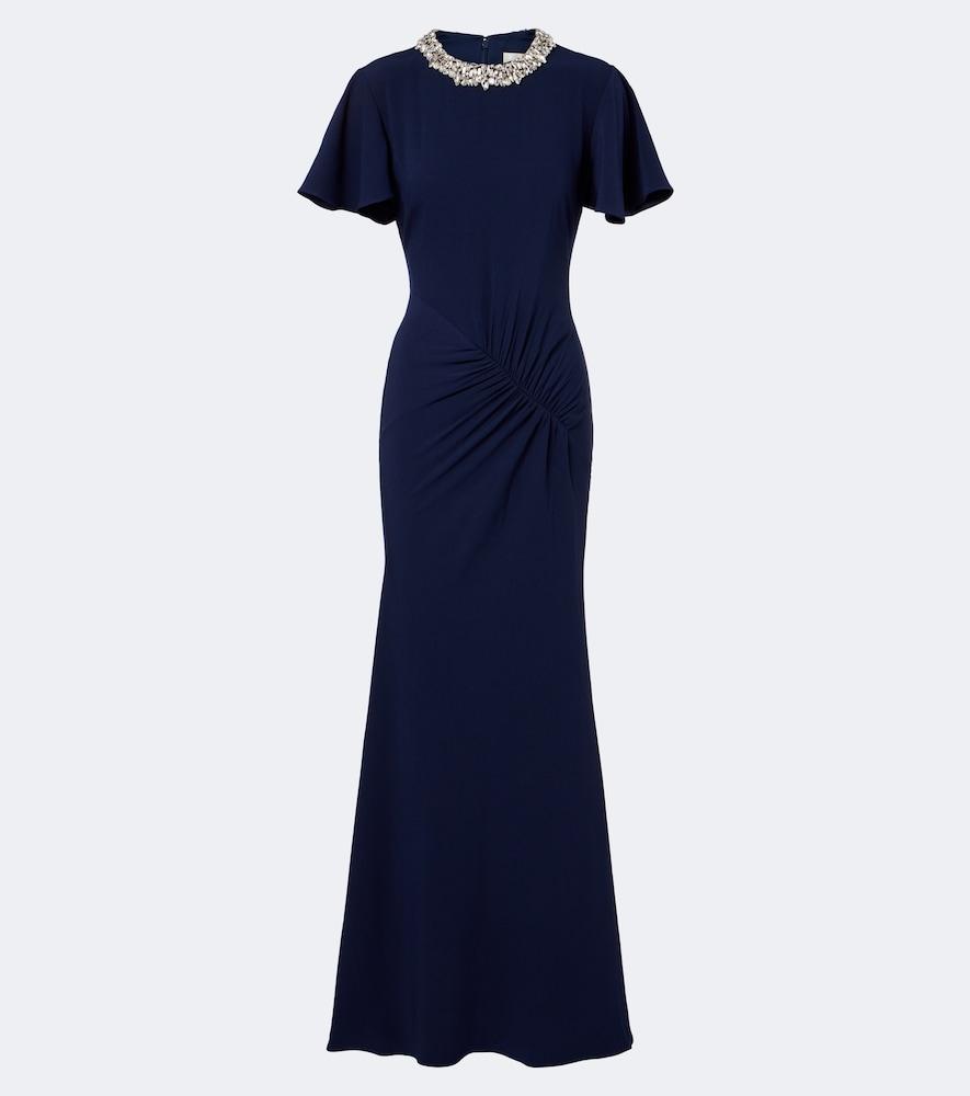 roland mouret crystal-embellished gathered gown
