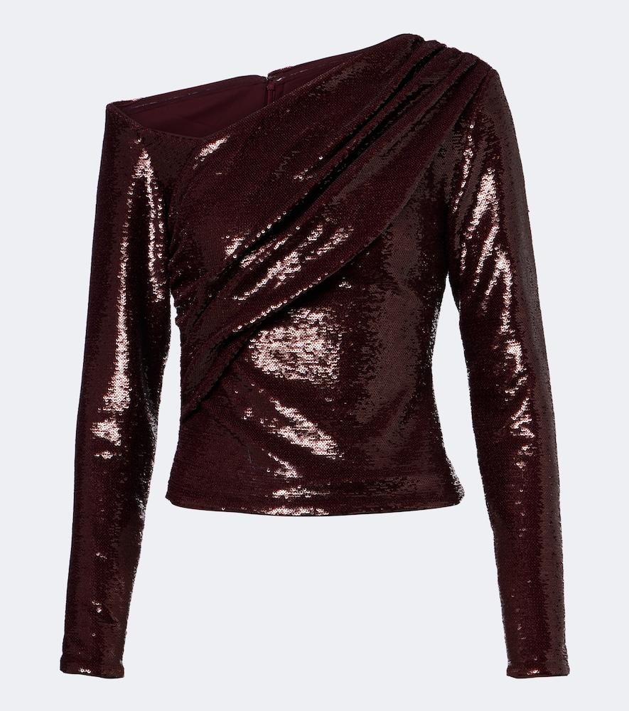 roland mouret draped sequined asymmetric top