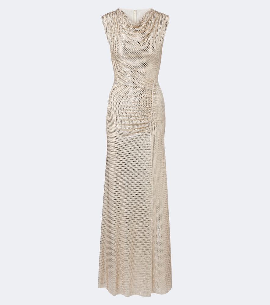roland mouret embellished gathered gown