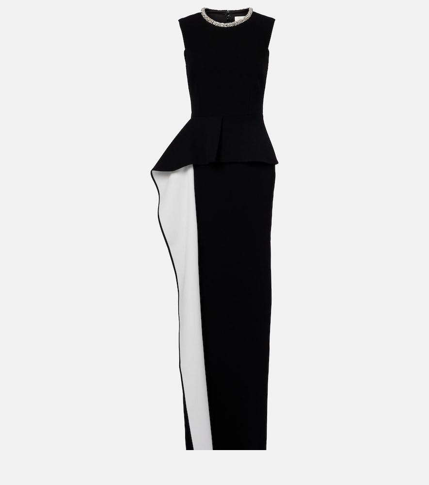 roland mouret embellished peplum satin crêpe gown