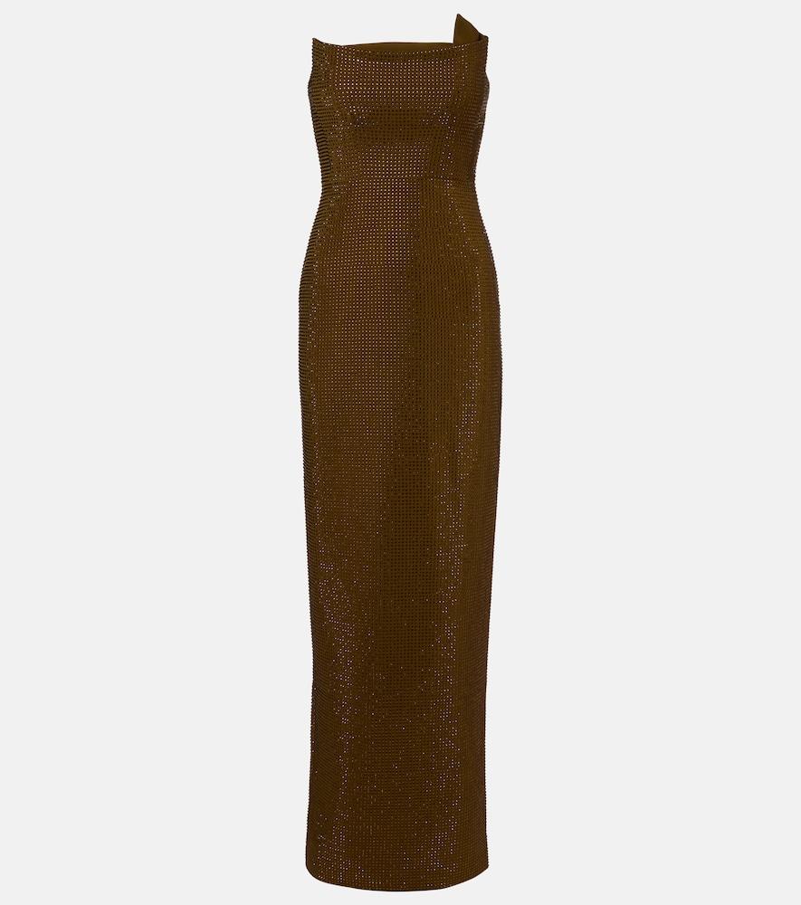roland mouret embellished strapless gown