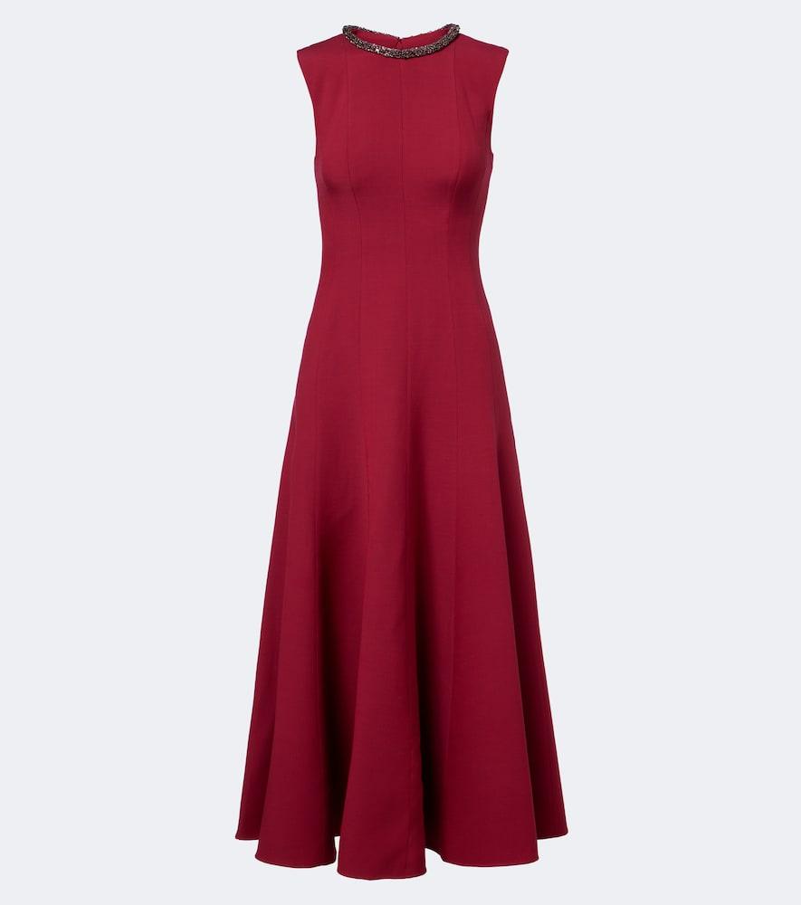roland mouret embellished wool and silk midi dress