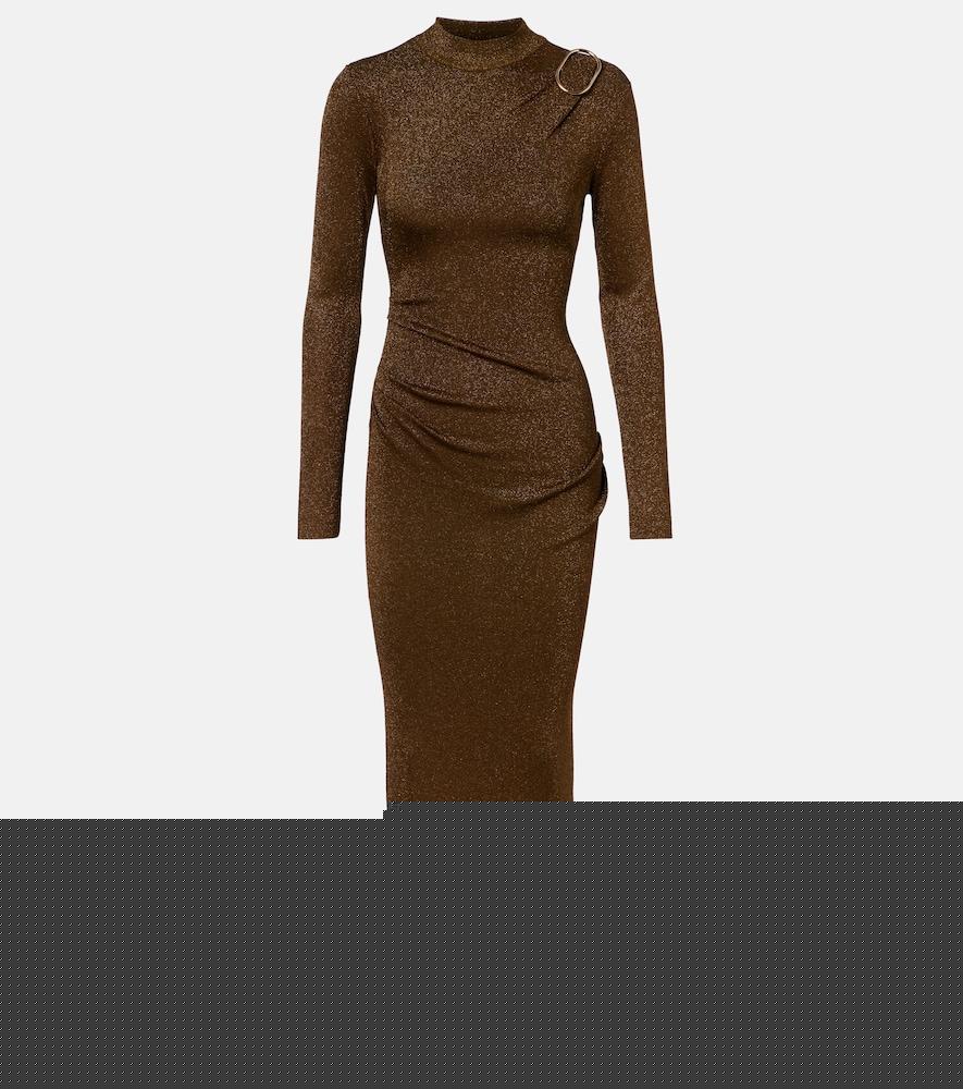 roland mouret knitted lamé maxi dress