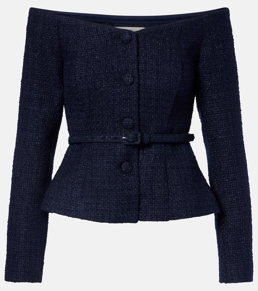 roland mouret off-shoulder bouclé top