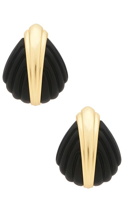 ronny kobo aster earring in black,metallic gold.