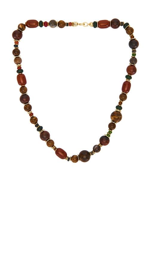 ronny kobo beaded necklace in cognac.
