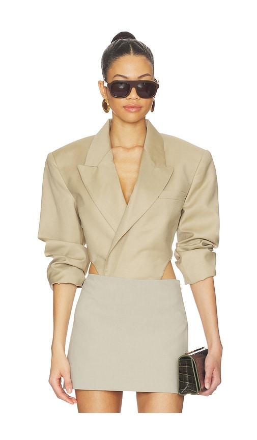 ronny kobo florina bodysuit in tan. - size l (also in m, s, xs)