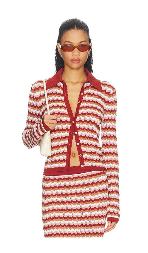 ronny kobo gavin knit jacket in rust,white. - size m (also in xs)