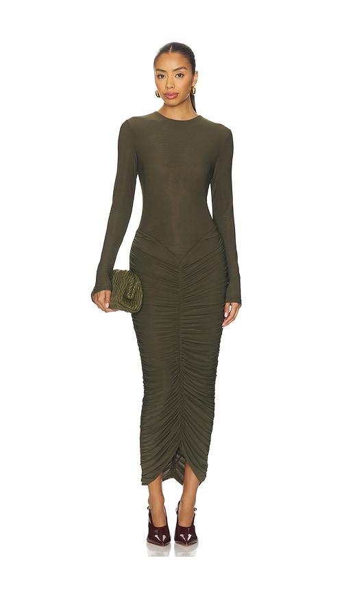 ronny kobo sidonie dress in olive. - size l (also in s, xs, m)