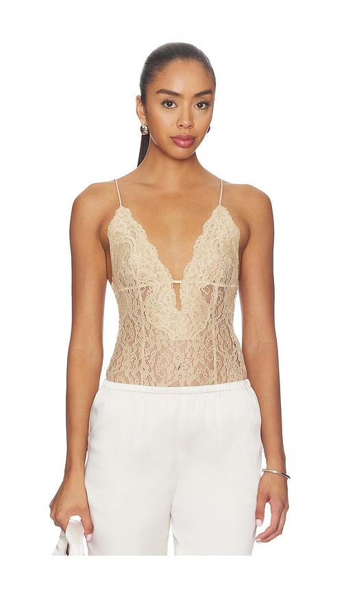 ronny kobo terry bodysuit in tan. - size l (also in m, xs)