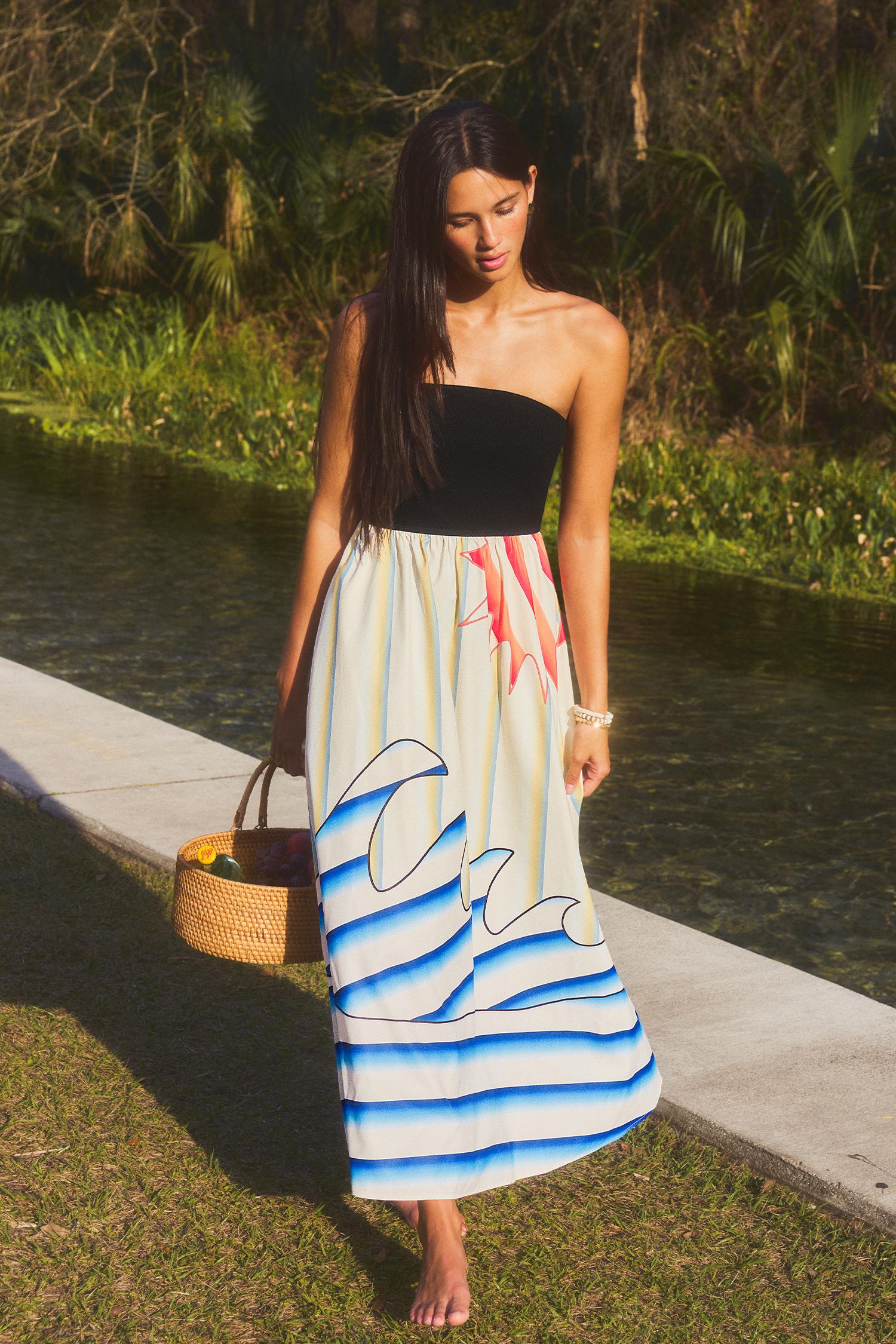 room with a view tropical maxi dress - l
