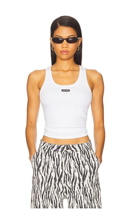 rotate basic tank top in white. - size l (also in xs, s, m)