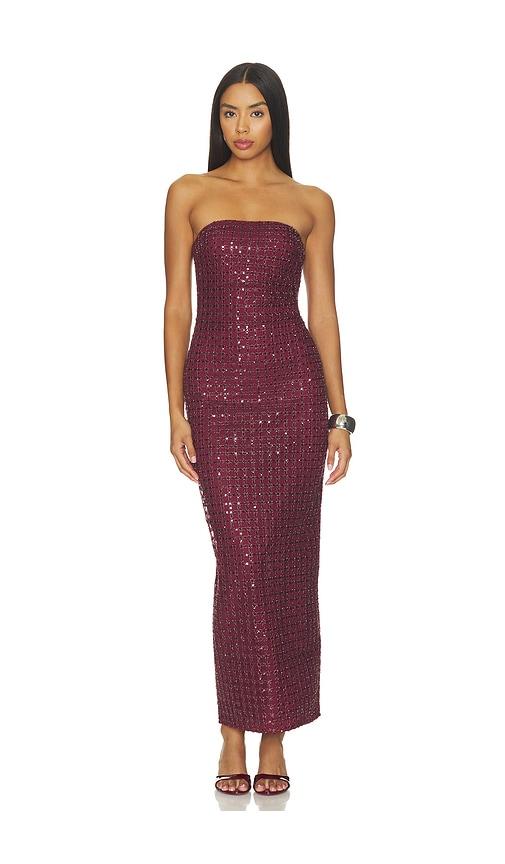 rotate beaded maxi tube dress in wine. - size 32 (also in 34, 36, 38, 40, 42, 44, 46)