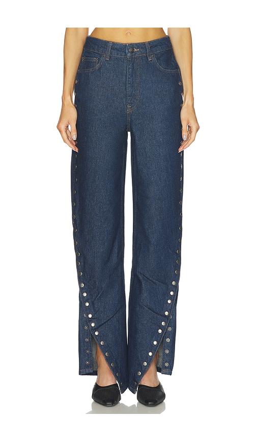 rotate buttoned wide leg in navy. - size 25 (also in 26, 27, 28, 29, 32)