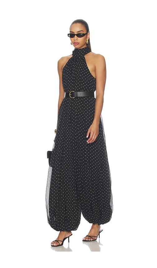 rotate chiffon balloon jumpsuit in black. - size 38 (also in 40, 42, 44, 46)
