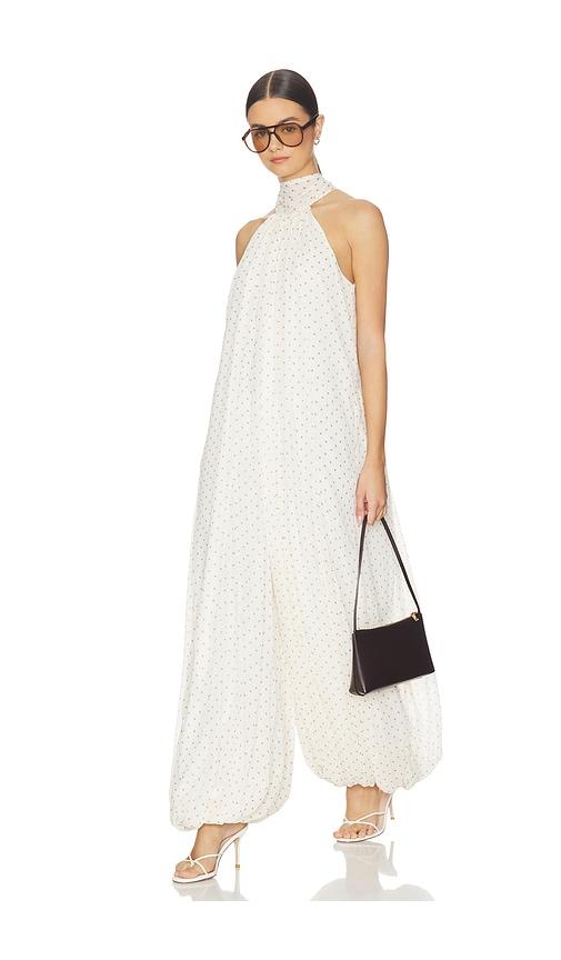 rotate chiffon balloon jumpsuit in ivory. - size 32 (also in 36)