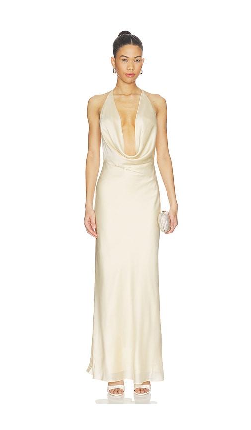 rotate chiffon halter dress in yellow. - size 32 (also in 34)