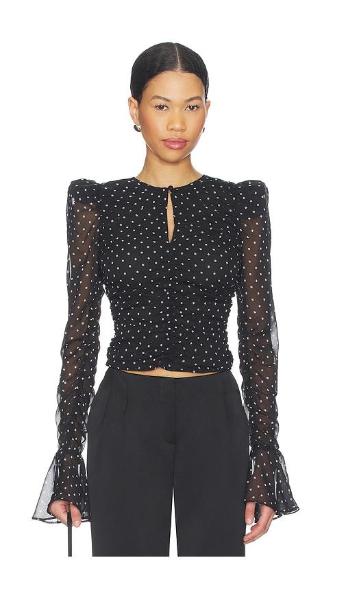 rotate chiffon ruched top in black. - size 36 (also in 38, 40)