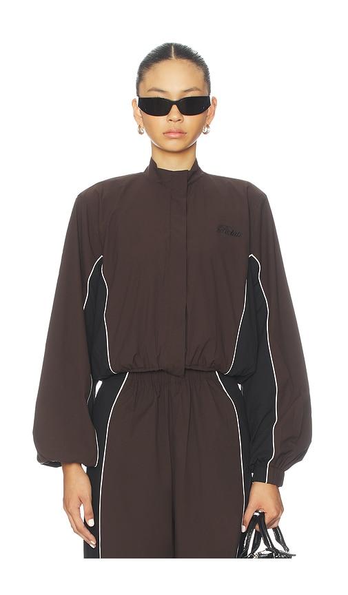 rotate crispy woven jacket in brown. - size 32 (also in 34, 36, 38, 40)