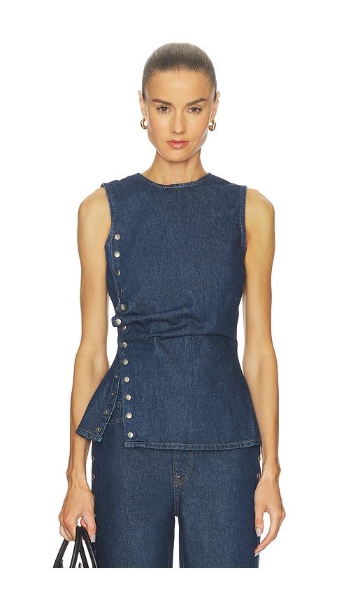 rotate denim buttoned top in navy. - size 32 (also in 34)