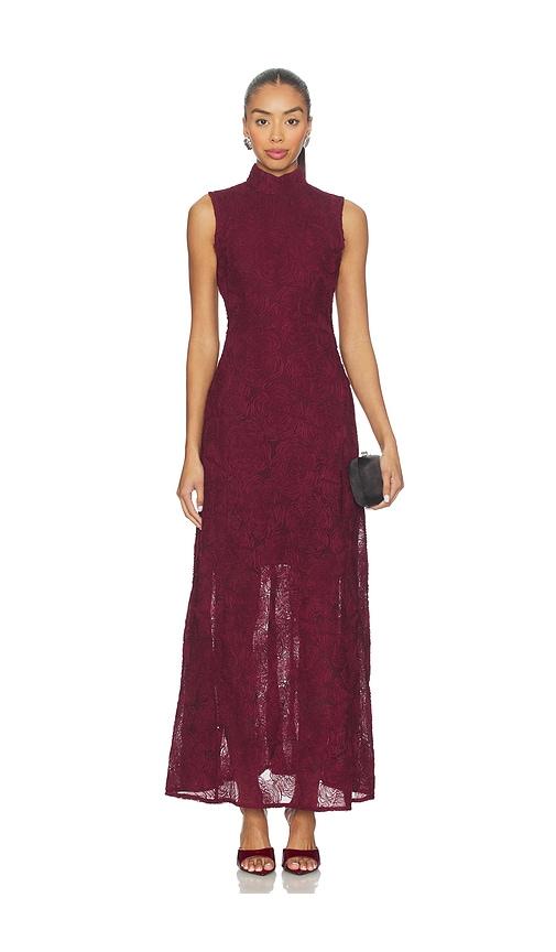 rotate flower mesh maxi dress in burgundy. - size 32 (also in 38, 42)