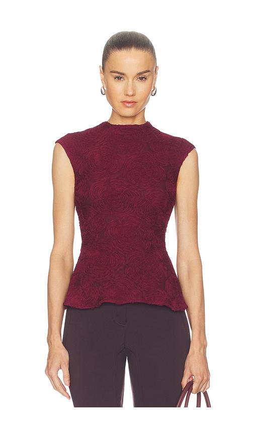 rotate flower mesh top in burgundy. - size 32 (also in 34, 36, 38, 40, 42, 44, 46)