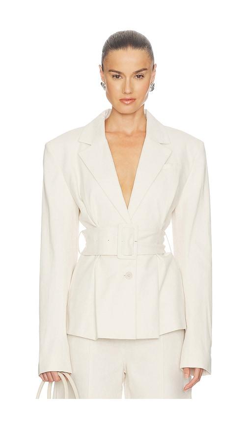 rotate linen suiting blazer in beige. - size 34 (also in 40)