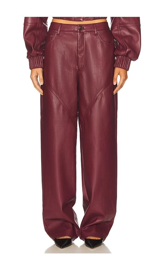 rotate mid waisted piping pant in burgundy. - size 38 (also in 42)