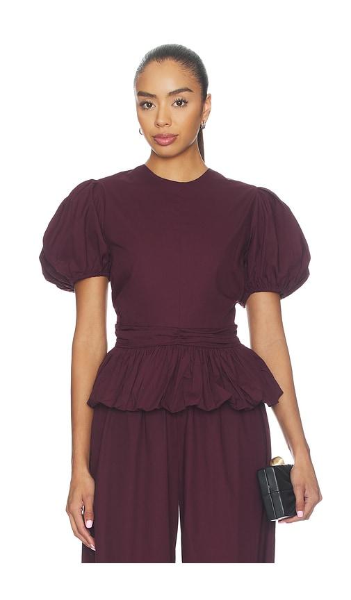 rotate puff sleeve top in burgundy. - size 32 (also in 34, 36, 38, 40, 42)