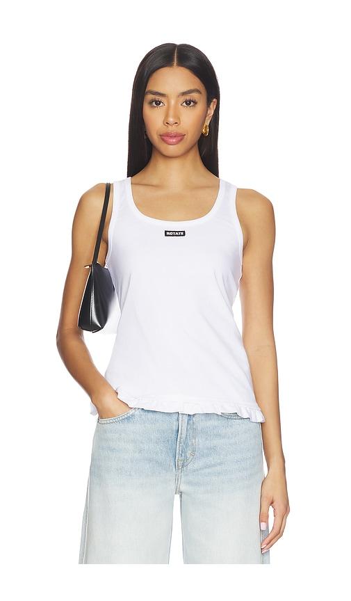 rotate ruffle hem tank top in white. - size l (also in xs, s, m, xl)