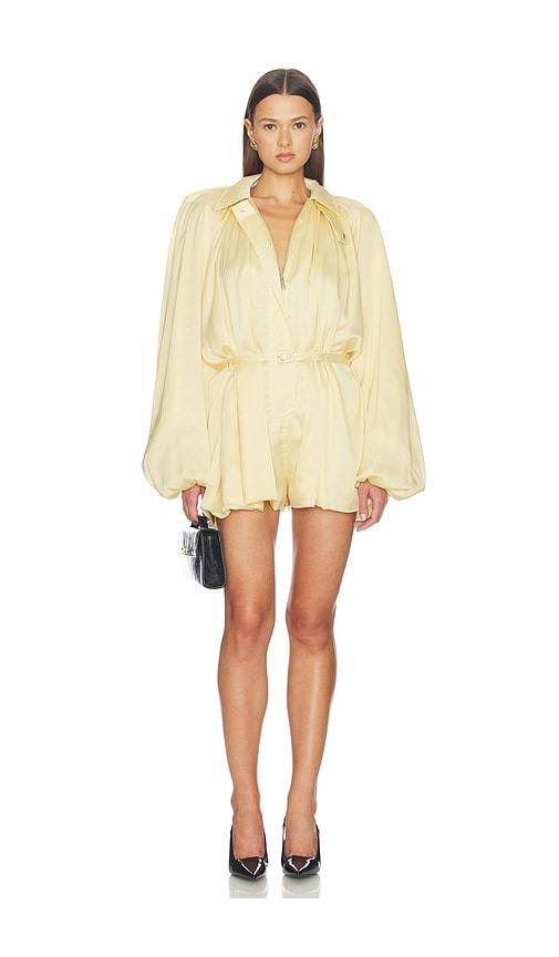 rotate satin jumpsuit in lemon. - size 32 (also in 38)