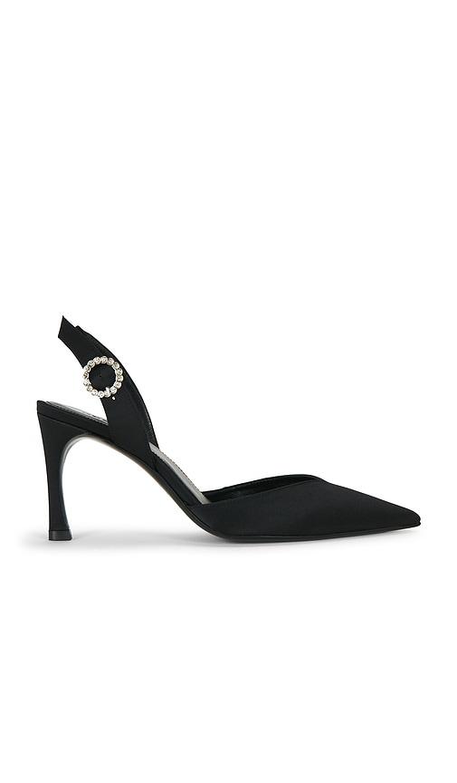 rotate slingback high heel satin pump in black. - size 36 (also in 37, 38, 39, 40)