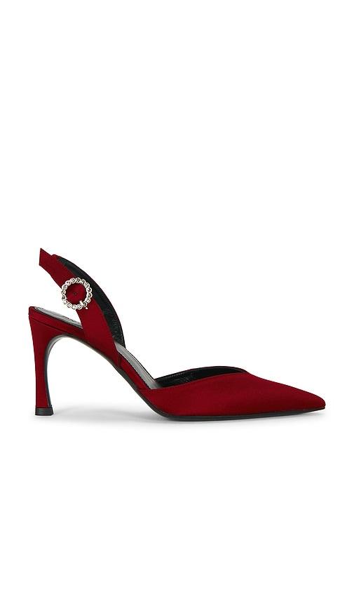 rotate slingback high heel satin pump in red. - size 36 (also in 37, 38, 39)