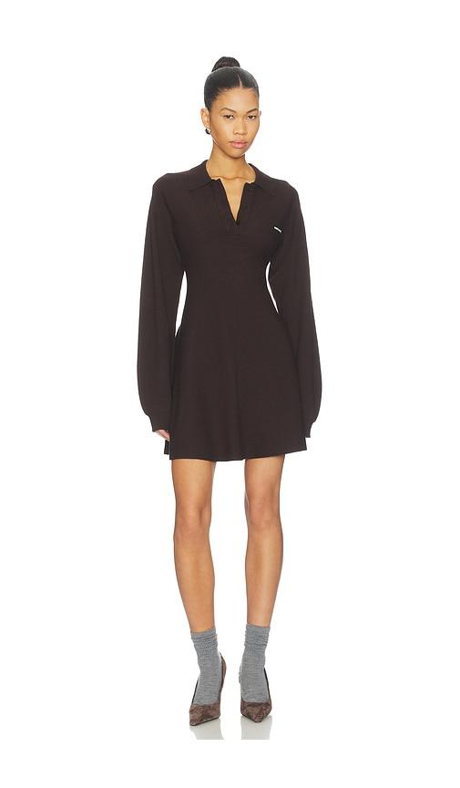 rotate slinky knit polo dress in brown. - size s (also in xs)