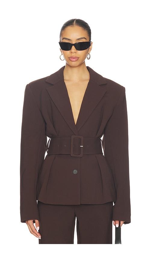 rotate suiting belted blazer in chocolate. - size 34 (also in 36)