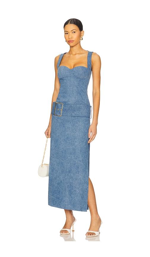 rowen rose abito dress in denim-medium. - size 36/2 (also in 38/4)