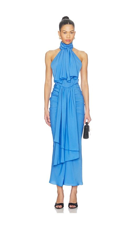 rowen rose bow neck maxi dress in baby blue. - size 34 (also in 36, 38, 40)