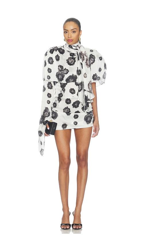 rowen rose draped mini dress with cape in black & white. - size 34 (also in 36)
