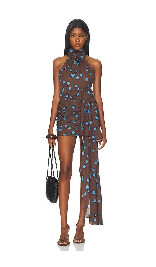 rowen rose halter mini dress in brown. - size 36 (also in 38, 40)