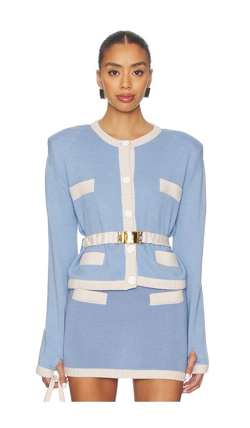 rowen rose knit cardigan in baby blue. - size l (also in xs, m, xl)