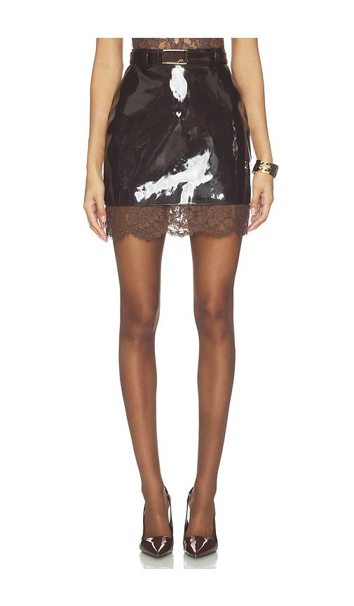 rowen rose mini skirt with lace in chocolate. - size 34 (also in 36, 40)